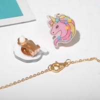 Набор детский &laquo;Выбражулька&raquo; 3 предмета: клипсы, браслет, кольцо, единорог, цветной в золоте