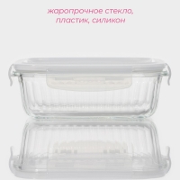 Контейнер для еды из жаропрочного стекла Доляна &laquo;Данте&raquo;, прямоугольный, 640 мл, 17&times;12,5&times;6,3 см