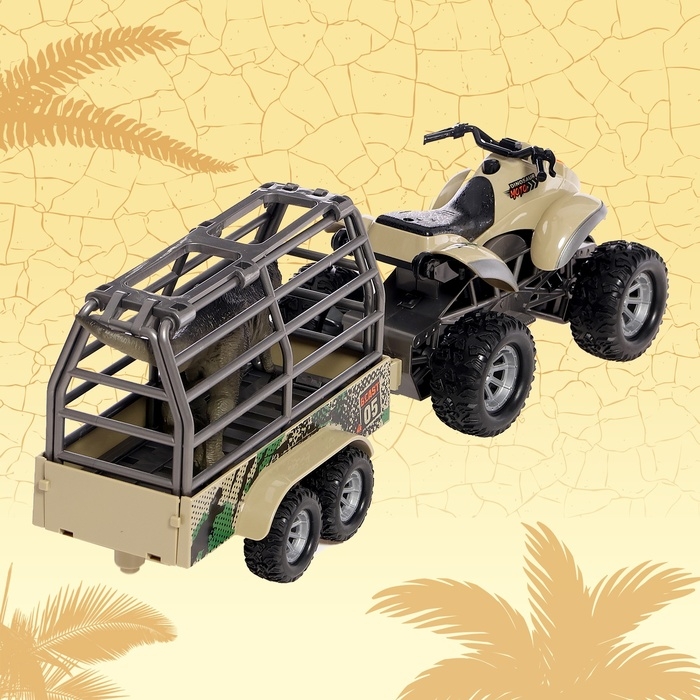 Квадроцикл &laquo;Дино&raquo;, инерционный, 1:16, с динозавром, световые и звуковые эффекты