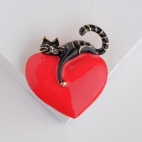 Брошь &laquo;Кот мартовский&raquo;, цвет красно-чёрный в золоте