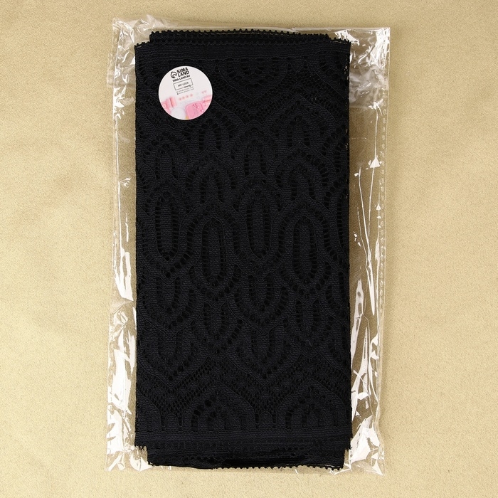 Кружевная эластичная ткань, 185 мм &times; 2,7 &plusmn; 0,5 м, цвет чёрный