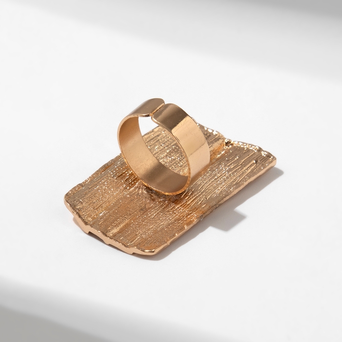 Кольцо &laquo;Мятые линии&raquo; прямоугольник, цвет матовое золото, безразмерное