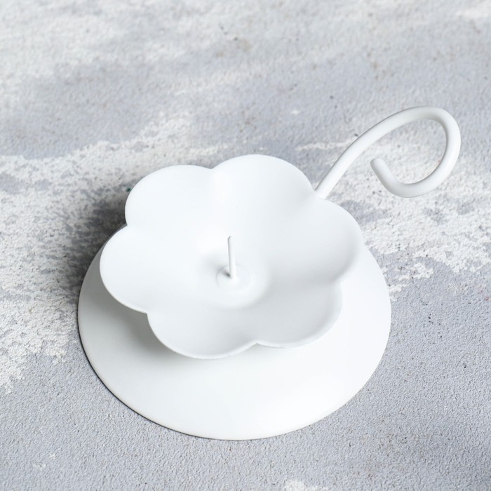 Подсвечник "Цветок Н" металл на 1 свечу , 9х3,5 см, белый
