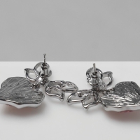 Серьги металл &laquo;Сердечки&raquo; розовая вставка, цвет серебро