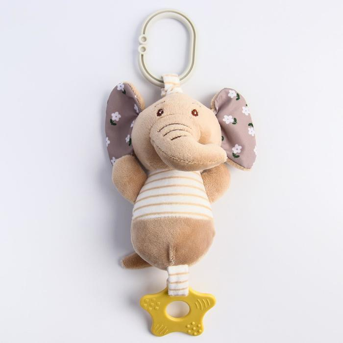 Подвеска мягкая с вибрацией &laquo;Слоник Няша&raquo;, прорезыватель, на кроватку, коляску, Крошка Я