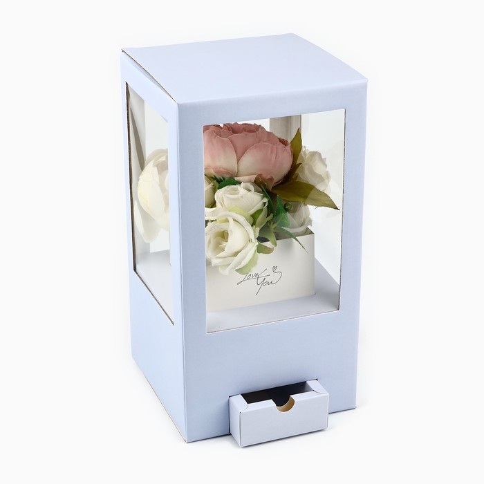 Коробка подарочная для цветов с вазой из МГК складная, упаковка, &laquo;Love&raquo;, 16 х 23 х 16 см
