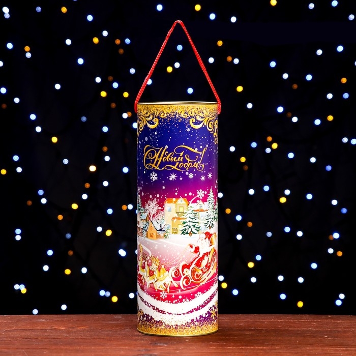 Новый год. Подарочная коробка, тубус под бутылку &laquo;Новый Год&raquo; 120х345мм (325 мм внутр. высота).