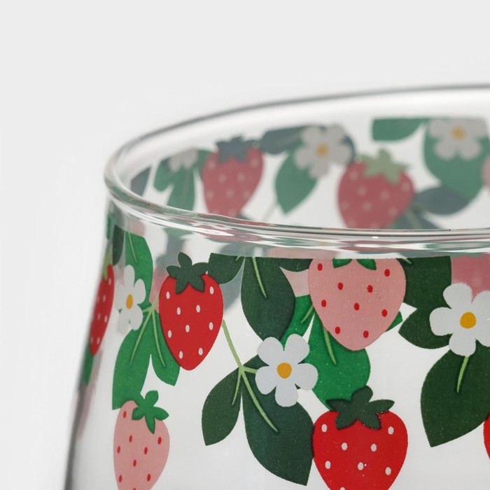 Кружка стеклянная с керамической крышкой и ложкой &laquo;Ягодка&raquo;, 500 мл