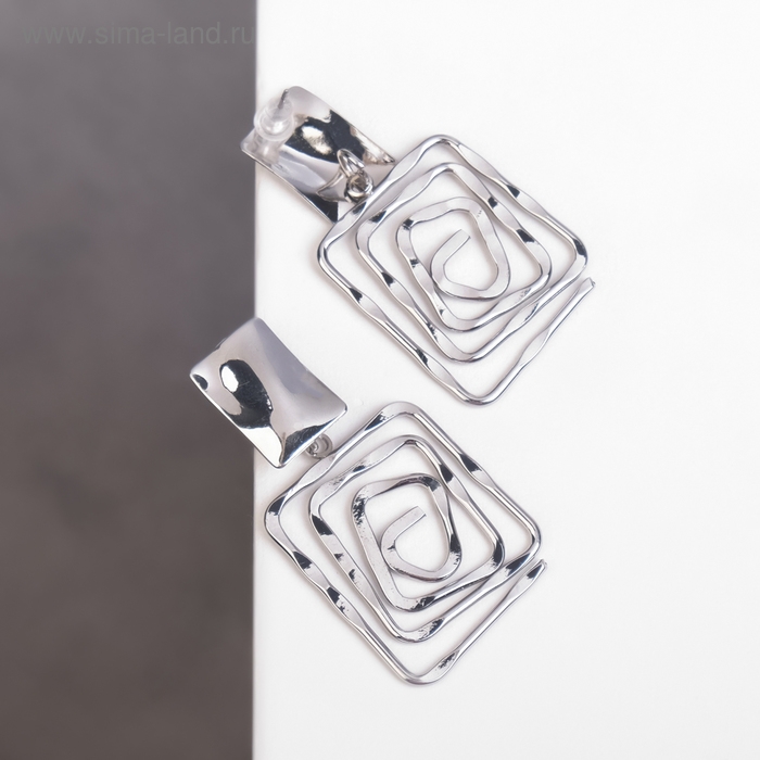 Серьги металл «Врата» два квадрата, цвет серебро Серьги металл «Врата» два квадрата, цвет серебро