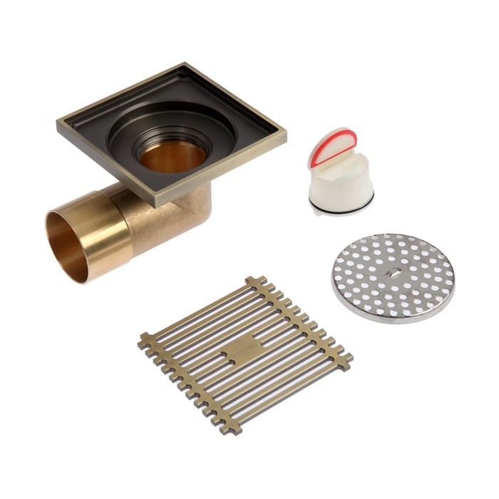 Трап AFLORN AF20610C-10, d=50 мм, горизонтальный, 100х100 мм, латунь, античная бронза Трап AFLORN AF20610C-10, d=50 мм, горизонтальный, 100х100 мм, латунь, античная бронза