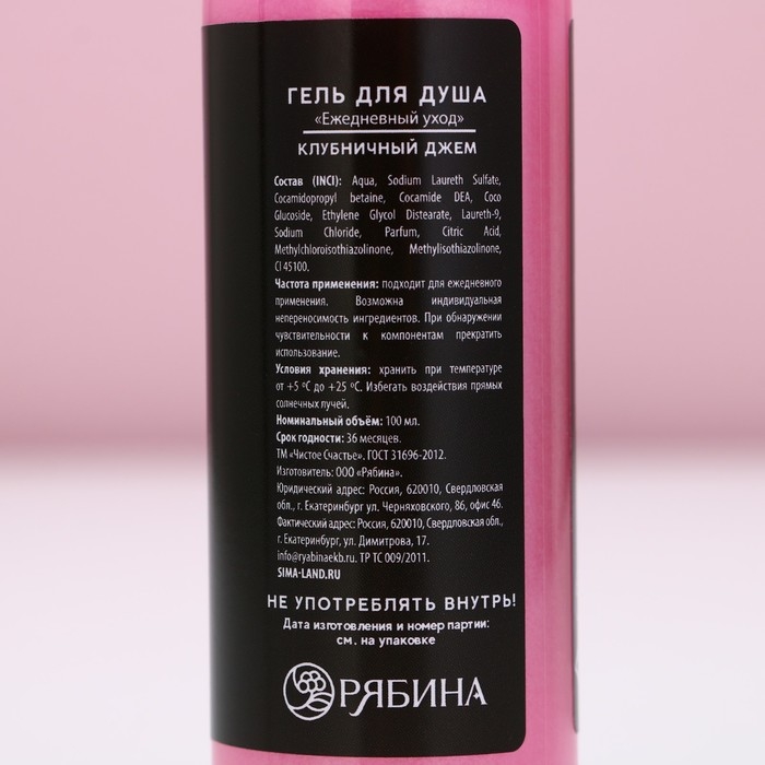 Гель для душа &laquo;С Новым Годом!&raquo;, 100 мл, аромат клубничного джема, ЧИСТОЕ СЧАСТЬЕ