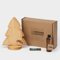 Подарочный набор деревянной посуды Adelica &laquo;С Новым Годом&raquo;, сервировочная доска елочка на подставке 22&times;18 см, масло 100 мл, магнит, в подарочной коробке