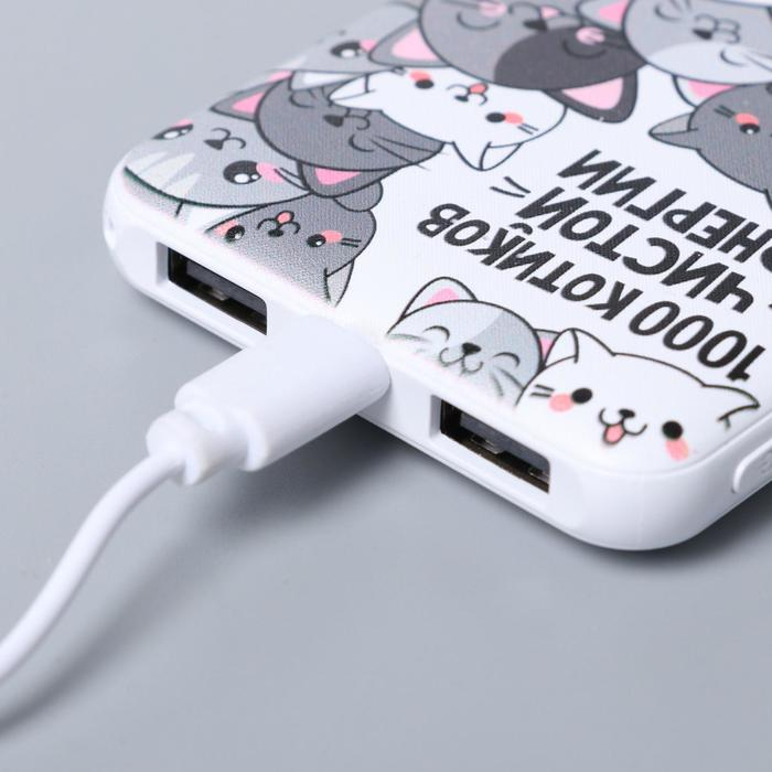 Наушники, маска для сна и зарядное устройство 5000 mAh м. PB-06 &laquo;Котики&raquo;, 20,5 х 16,5 см.