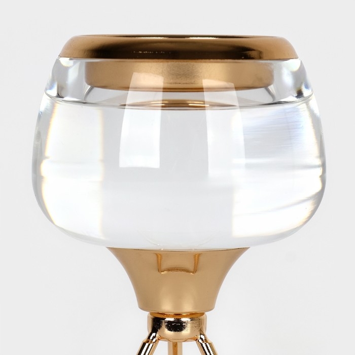 Подсвечник металл, стекло на 1 свечу &laquo;Изысканность&raquo; цвет золото 9.5 х 9.5 х 17 см