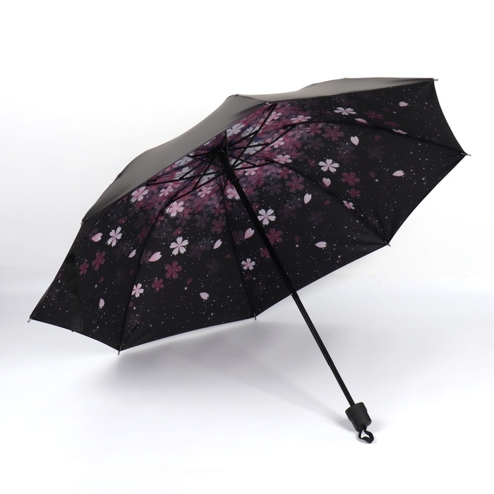 Зонт механический &laquo;Цветы&raquo;, эпонж, 4 сложения, 8 спиц, R = 48/55 см, D = 110 см, цвет МИКС
