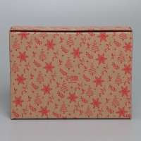 Коробка новогодняя складная &laquo;С новым годом&raquo;, бурый, 27 х 21 х 9 см, Новый год