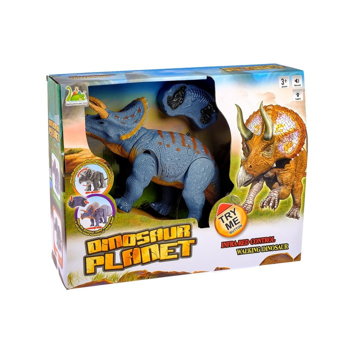 Динозавр радиоуправляемый &laquo;Трицератопс&raquo;, световые и звуковые эффекты, работает от батареек