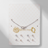 Гарнитур 5 предметов: 4 пары пусет, кулон &laquo;Балерина&raquo;, цвет белый в серебре, 43 см