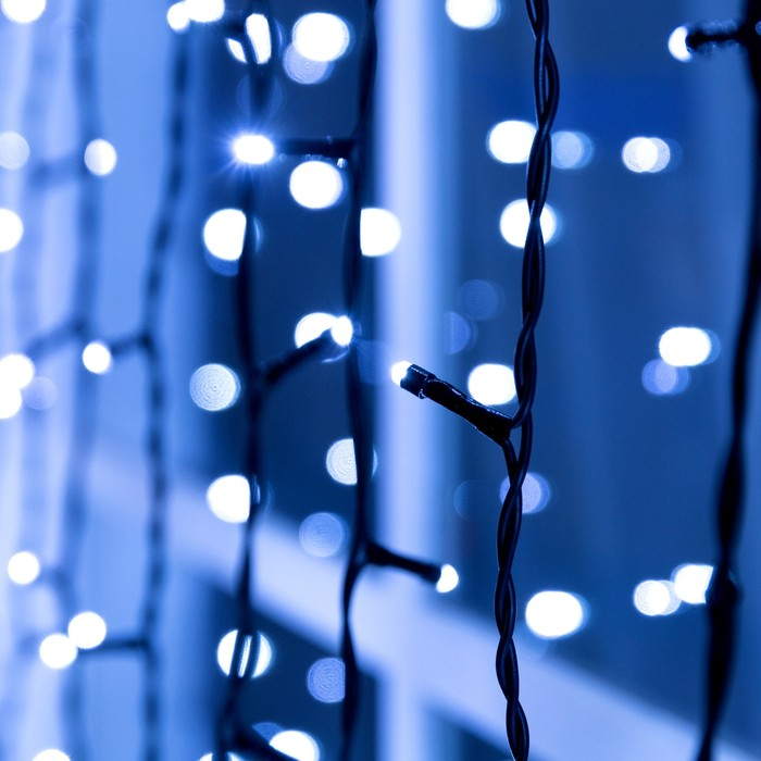 Гирлянда «Занавес» 2 × 9 м, IP44, УМС, тёмная нить, 1800 LED, свечение белое, 220 В Гирлянда «Занавес» 2 × 9 м, IP44, УМС, тёмная нить, 1800 LED, свечение белое, 220 В