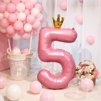 Шар фольгированный 40" &laquo;Цифра 5 с короной&raquo;, цвет розовый