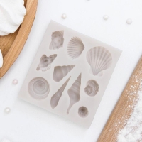 Молд &laquo;Ракушки&raquo;, силикон, 7,7&times;7&times;1,5 см, цвет розовый