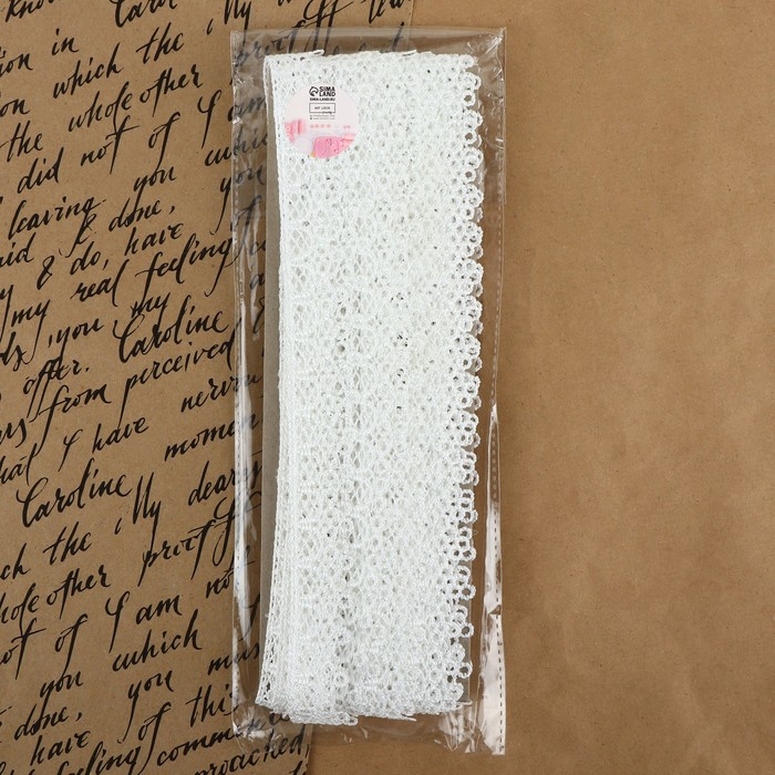 Кружево гипюровое, 20 мм &times; 9 &plusmn; 0,5 м, цвет белый