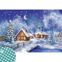 Новогодняя алмазная мозаика с полным заполнением на холсте &laquo;Новый год. Рождественская ночь&raquo;, 22 х 32 см