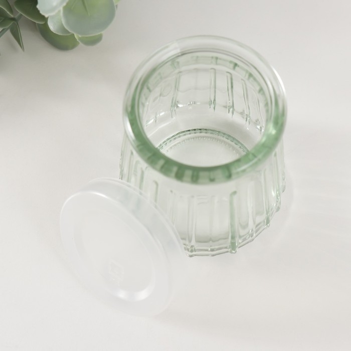 Банка для свечей стекло с крышкой Банка для свечей стекло с крышкой "Ребристая" прозрачная 100 мл 6,5х6,5х7 см