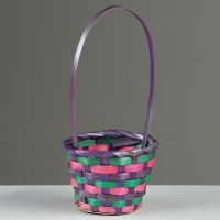 Корзина плетеная, D13 x H9/32 см, разноцветная, бамбук Корзина плетеная, D13 x H9/32 см, разноцветная, бамбук