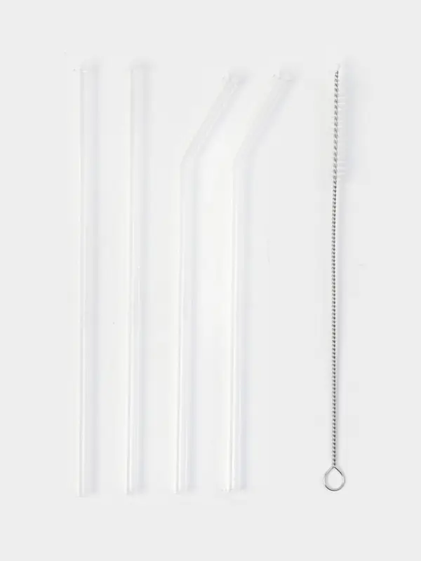 Набор трубочек из боросиликатного стекла с ершиком "Симпл", 4 трубочки, 1 ершик