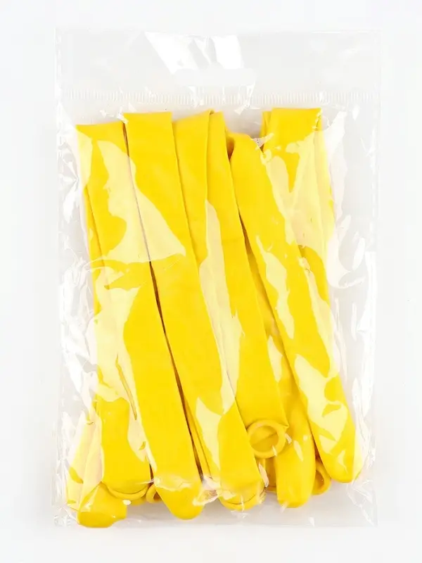 Воздушные шары для моделирования 125 см, d=7.5 см, 10 шт., жёлтые