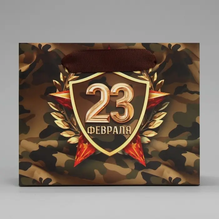 Пакет подарочный ламинированный, упаковка, &laquo;С 23 февраля&raquo;, S 15 х 12 х 5.5 см