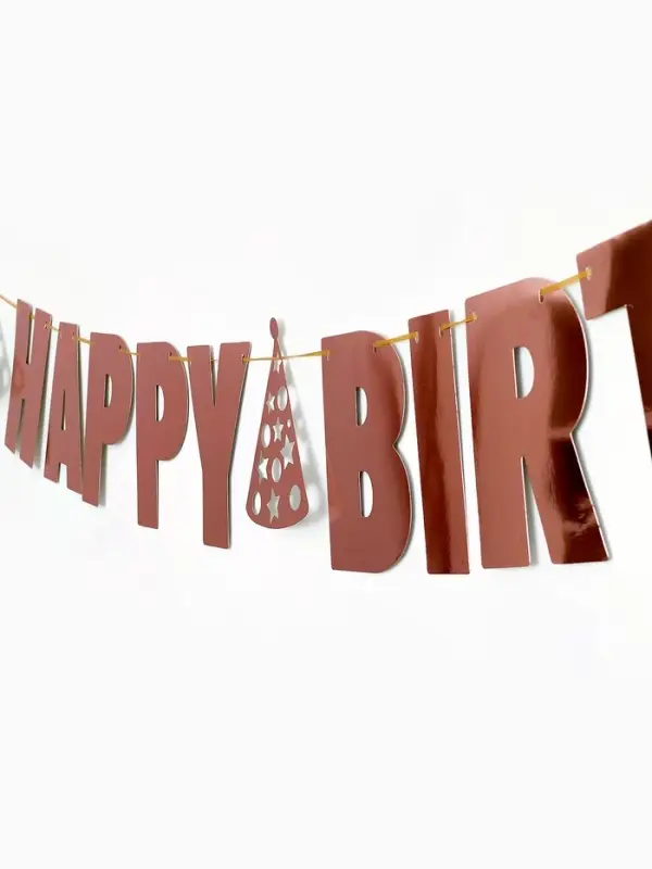 Гирлянда "Happy Birthday" розовое золото
