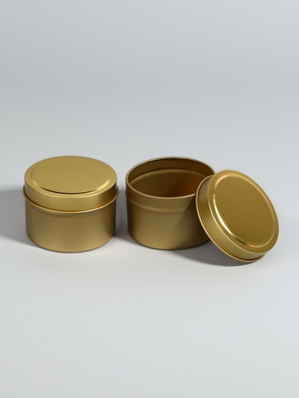Баночка для хранения, 120 мл, набор - 2 шт., металлическая, цвет золотистый