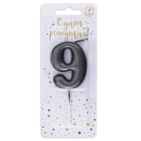 Свеча в торт "Мокрый асфальт", цифра 9