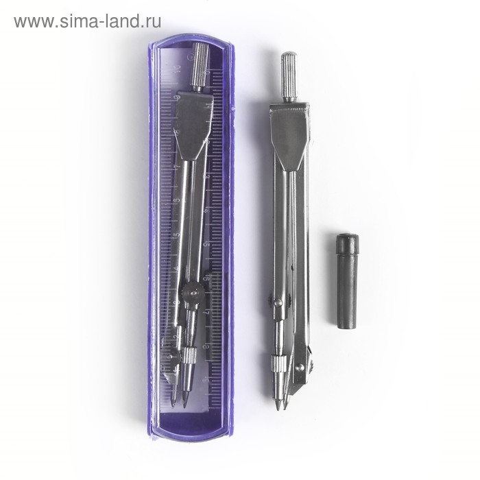 Циркуль металлический 110 мм, в пластиковом пенале, крышка - линейка, с грифелем, МИКС Циркуль металлический 110 мм, в пластиковом пенале, крышка - линейка, с грифелем, МИКС