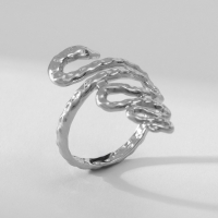 Новый год! Символ года 2025! Кольцо металл &laquo;Змея&raquo; извилистая, цвет серебро, размер 17