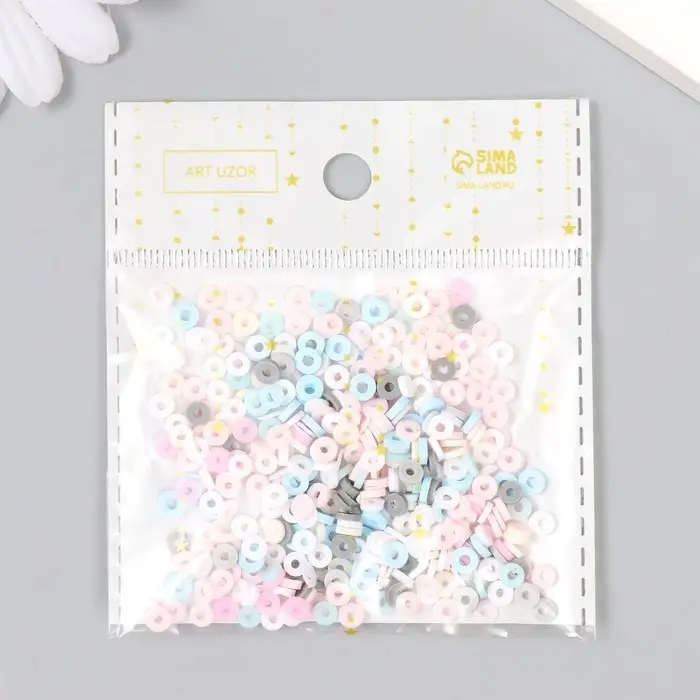 Бусины для творчества PVC "Колечки зефирные" набор &asymp; 330 шт 0,1х0,4х0,4 см