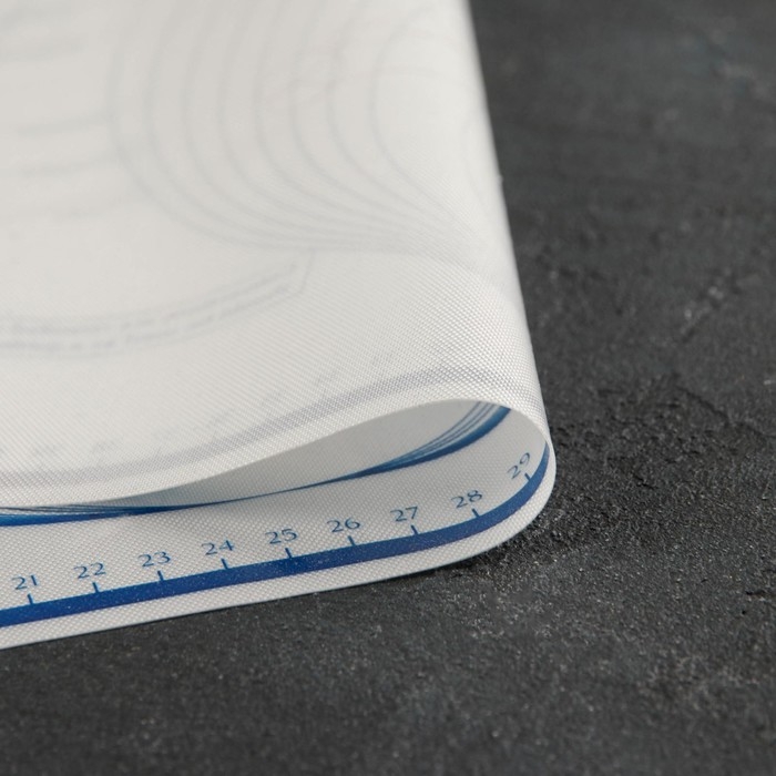 Коврик для выпечки и раскатки теста с разметкой, армированный, силикон, 59&times;38,5 см, белый