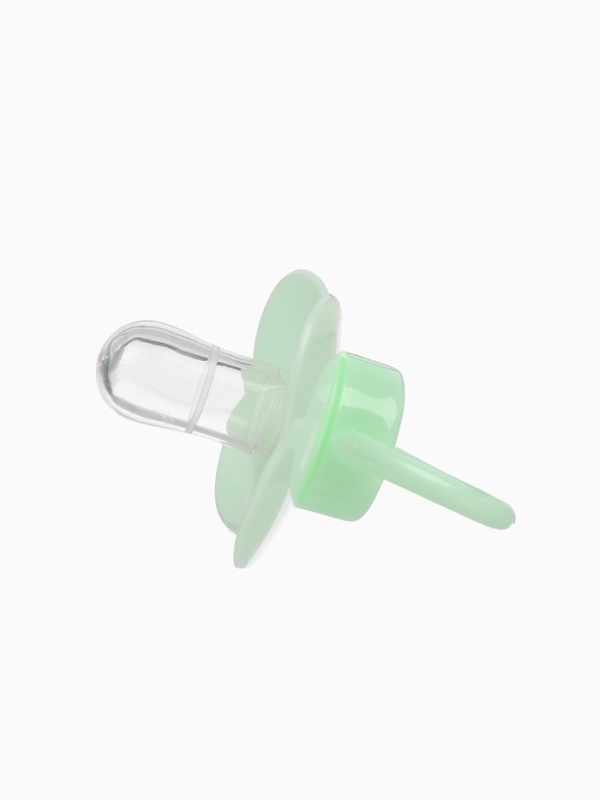 Пустышка классическая, с держателем, +0мес., цвет зеленый/желтый