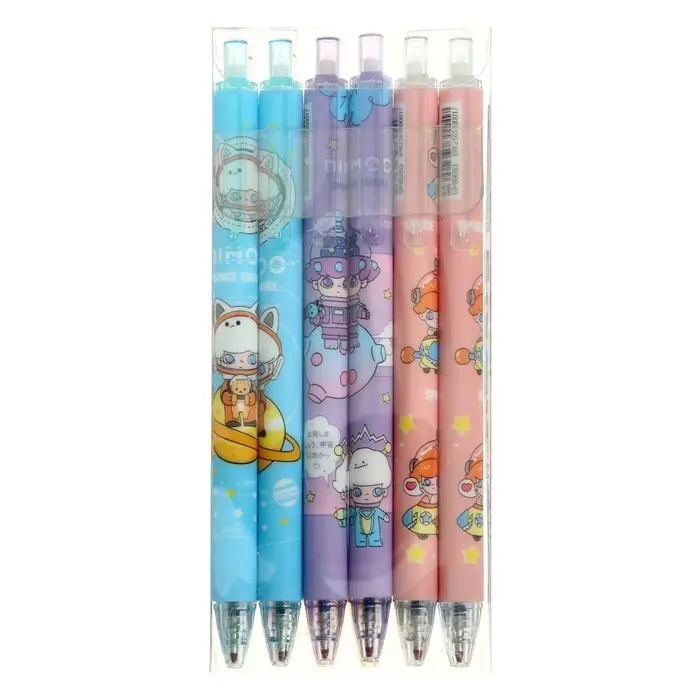 Ручка гелевая, автоматическая 0.5 мм, стержень чёрный, корпус с рисунком, МИКС (штрихкод на штуке)