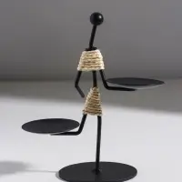 Подсвечник металл на 2 свечи "Абориген жонглёр" d=6 см 16х8х16 см