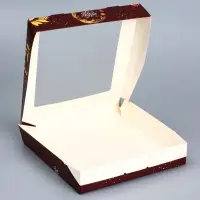 Коробка складная, подарочная новогодняя с окном Merry christmas 20&times;20&times;4 см