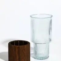 Ваза стекло настольная "Лесли" линии, 20х10 см, прозрачный