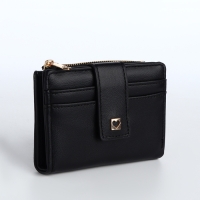 Кошелёк женский на кнопке, цвет чёрный Кошелёк женский на кнопке, цвет чёрный