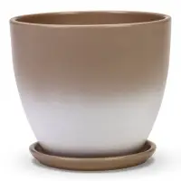 Горшок цветочный с поддоном 2,5 л, d18/h16 см капучино керамика, "Туман" (М)