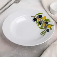 Тарелка глубокая Дулевский фарфор &laquo;Оливки&raquo;, 225 мл, d=20 см, белая, рисунок МИКС