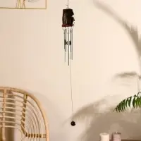 Музыка ветра "Сова с цветочками" дерево, металл 5х5х40 см