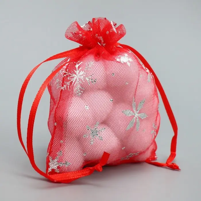 Мешочек подарочный органза &laquo;Танец снежинок&raquo;, тиснение, органза, 10 х 12 см +/- 1.5 см