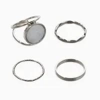 Набор колец 3 шт "Новый стиль" линии, размер МИКС, цвет белый в серебре